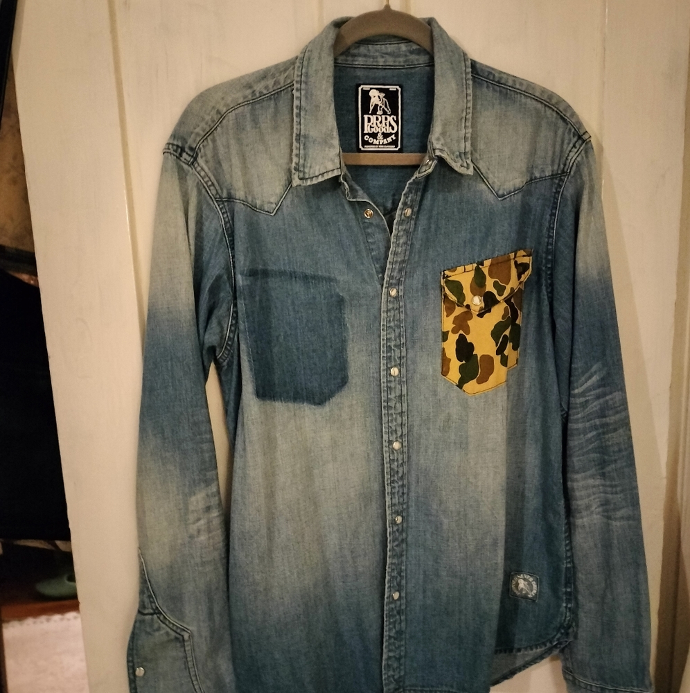 Bruised but never broken snap jean shirt